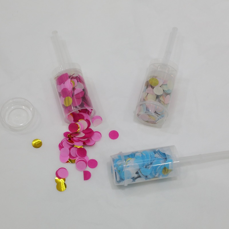 Push Pop Confetti Poppers valmistumisesta Sukupuoli paljasta vauvan suihkujen morsiamen vuosipäivän uudenvuoden syntymäpäiväjuhlatarvikkeet (monivärinen)